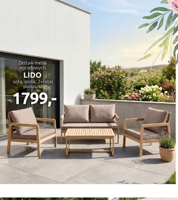 Zestaw mebli ogrodowych LIDO sofa, stolik, 2xfotel, poduszki promocja w Black Red White