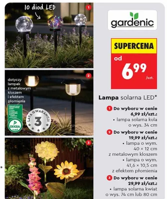 Lampa solarna Gardenic o wym. 40x12cm z metalowym kloszem promocja w Biedronka