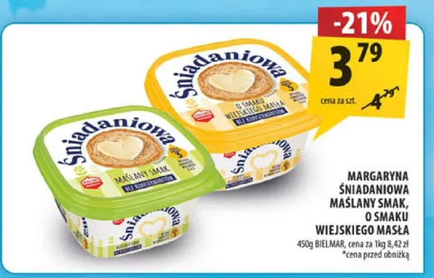 Margaryna śniadaniowa maślany smak, o smaku wiejskiego masła promocja w Arhelan