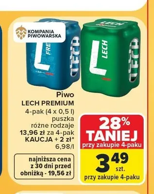 Piwo Lech Premium 4-pak 500 ml promocja w Carrefour