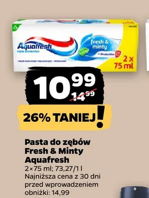 Pasta do zębów Fresh & Minty Aquafresh 2-pak promocja w Netto