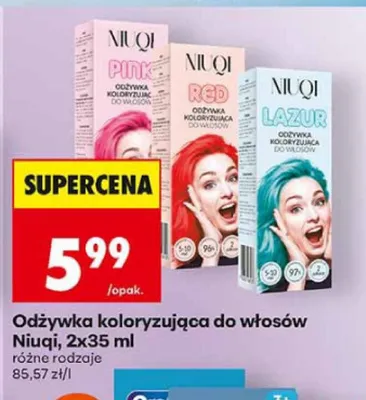 Odżywka koloryzująca do włosów Niuqi promocja w Biedronka