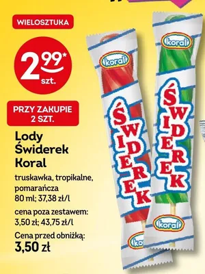 Lody Świderek Koral pomarańcza promocja w Żabka