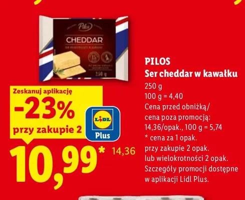 Ser cheddar w kawałku Pilos promocja w Lidl