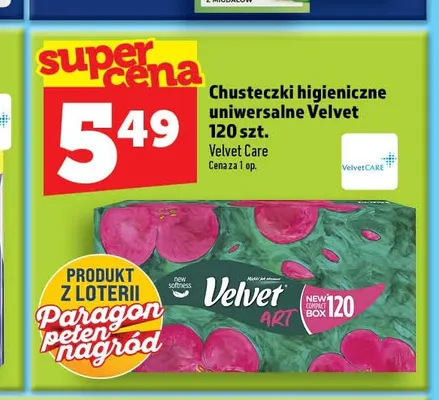 Chusteczki higieniczne uniwersalne Velvet promocja w TOPAZ