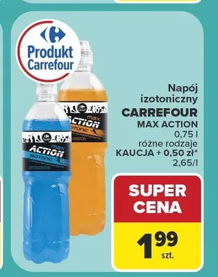 Napój izotoniczny Carrefour Max Action pomarańczowy promocja w Carrefour