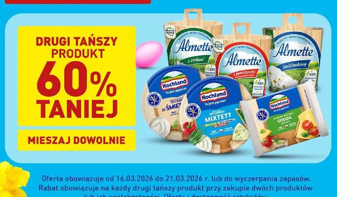 Wszystkie serki Almette - drugi tańszy produkt 60% taniej promocja w Aldi