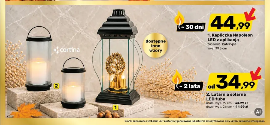 Latarnia solarna LED tuba duża wys. 26 cm Cortina promocja w Bricomarche