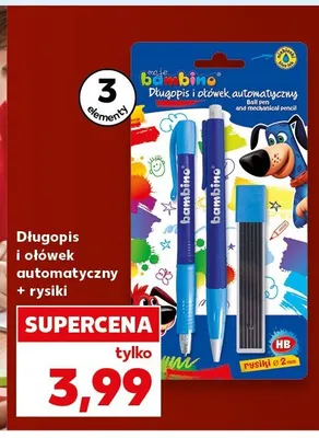 Zestaw długopis i ołówek automatyczny + rysiki Bambino promocja w Kaufland