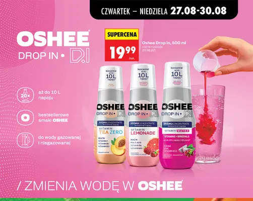 Koncentrat napoju Oshee Drop In Vitamin Lemonade Raspberry-Grapefruit promocja w Biedronka