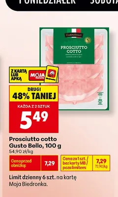 Prosciutto cotto Gusto Bello promocja w Biedronka