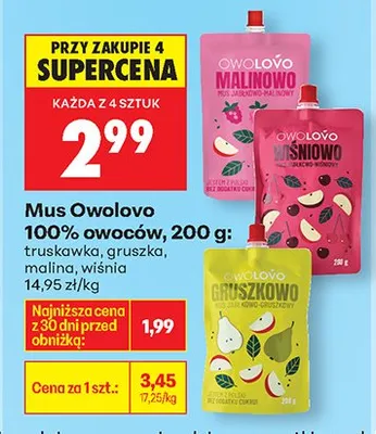 Mus 100% owoców, różne rodzaje promocja w Biedronka
