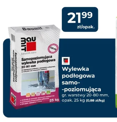 Wylewka podłogowa samopoziomująca Baumit gr. warstwy 20-80mm promocja w PSB Mrówka
