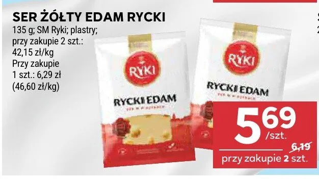 Ser żółty edam plastry promocja w Stokrotka