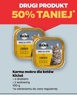Karma mokra dla kotów z drobiem Kiuś promocja w Netto