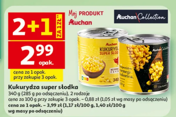 Kukurydza super słodka 2 rodzaje promocja w Auchan
