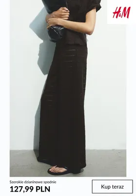 Szerokie dzianinowe spodnie H&M promocja w H&M