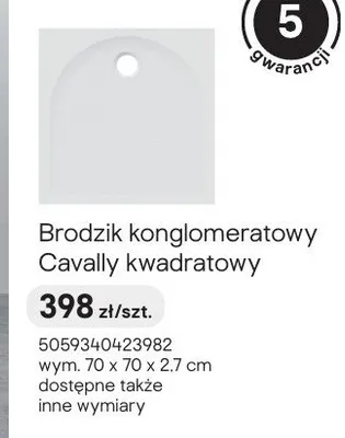 Brodzik konglomeratowy Cavally kwadratowy promocja w Castorama