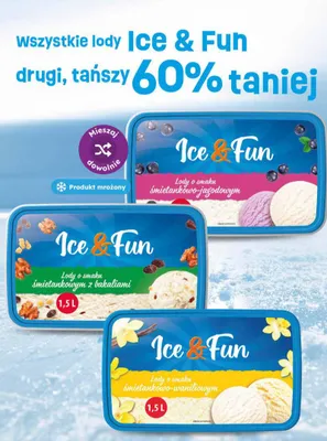 Lody o smaku śmietankowo-jagodowym Ice & Fun 1,5l promocja w Dino