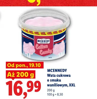 Wata cukrowa o smaku waniliowym XXL McEnnedy promocja w Lidl