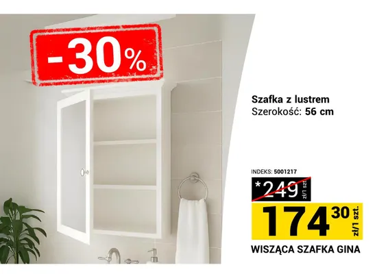 Szafka wisząca z lustrem Gina promocja w Merkury Market
