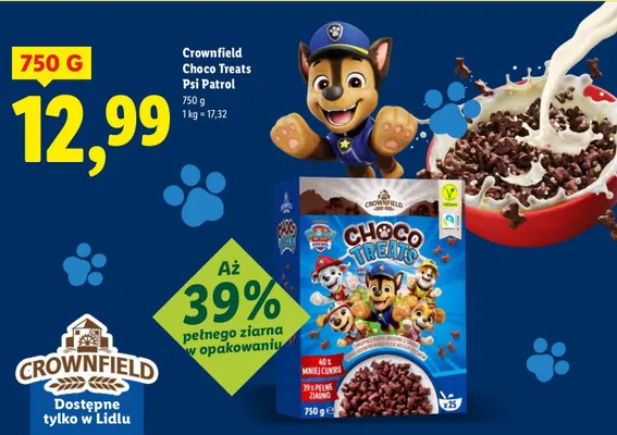 Płatki Choco Treats Psi Patrol Crownfield promocja w Lidl