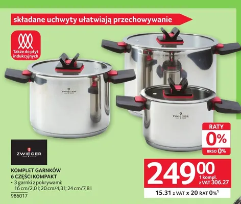 Komplet garnków 6 części Kompakt Zwieger promocja w Selgros
