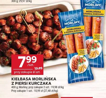 Kiełbasa Morlińska z piersi kurczaka Morliny promocja w Stokrotka