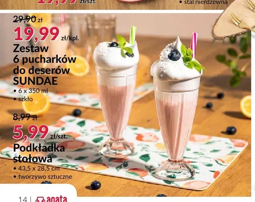 Zestaw 6 pucharków do deserów Sundae promocja w Salony Agata