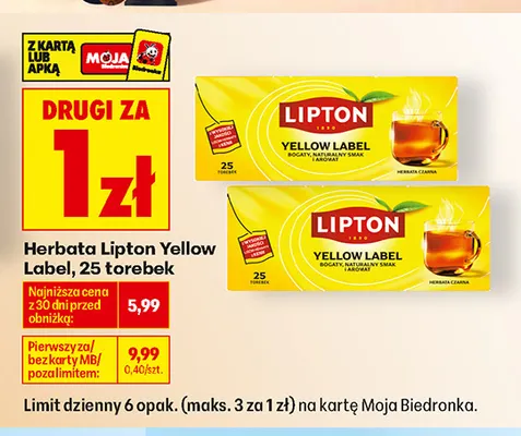 Herbata Lipton Yellow Label promocja w Biedronka