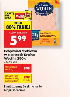 Polędwica drobiowa w plastrach Kraina Wędlin promocja w Biedronka