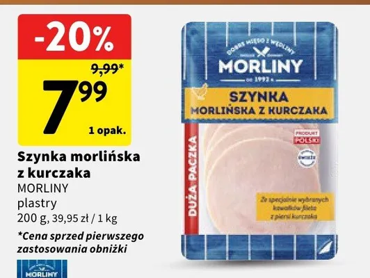 Szynka morlińska z kurczaka MORLINY plastry promocja w Intermarche