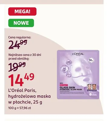 Hydrożelowa maska w płachcie L'Oréal Paris promocja w Rossmann