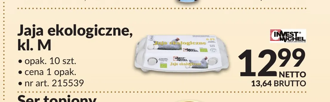 Jajka kurze ekologiczne Invest Michel promocja w Makro