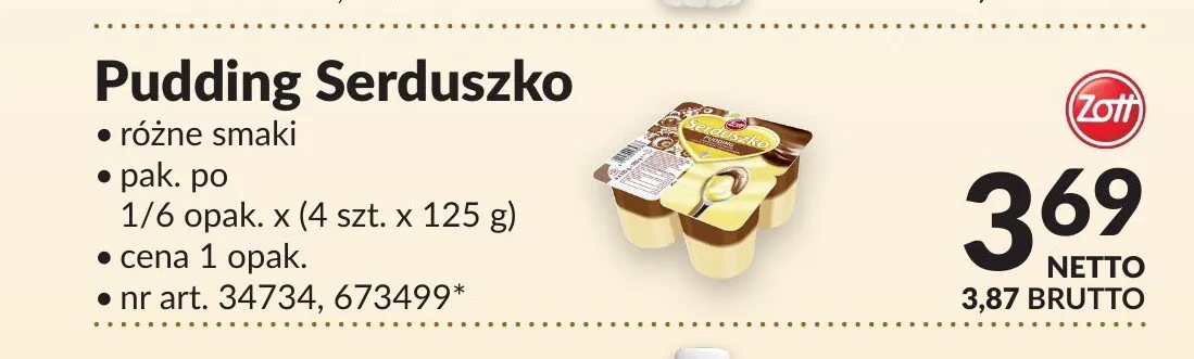 Pudding Serduszko 4-pak Zott promocja w Makro
