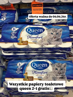 Papier toaletowy Queen Komfort 10-pak promocja w Biedronka