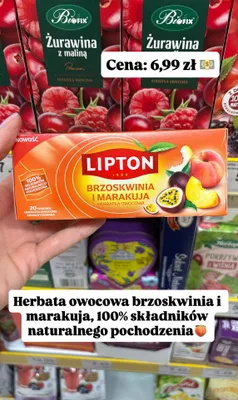 Herbata owocowa brzoskwinia i marakuja promocja w Dino