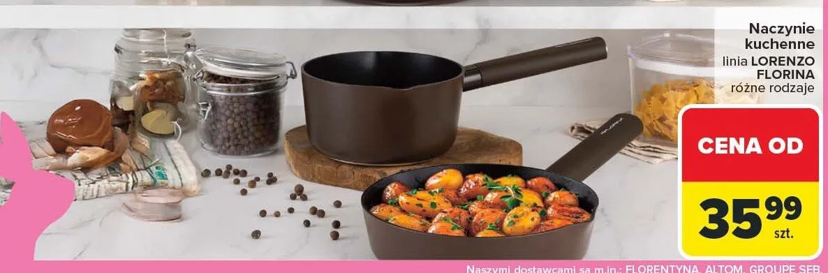 Naczynia kuchenne linia Lorenzo Florina różne rodzaje promocja w Carrefour