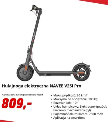 Hulajnoga elektryczna NAVEE V25i Pro promocja w Media Markt