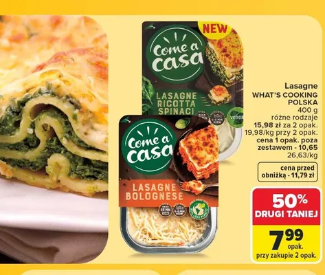 Lasagne Ricotta Spinaci Come a Casa promocja w Carrefour Market