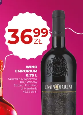 Wino czerwone Emporium Primitivo di Manduria promocja w Duży Ben