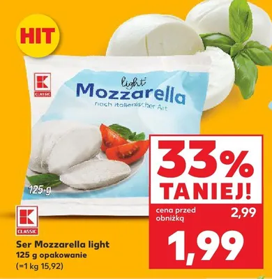 Ser Mozzarella light K-Classic promocja w Kaufland