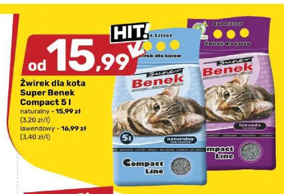 Żwirek dla kota Super Benek Compact lawendowy promocja w Bricomarche