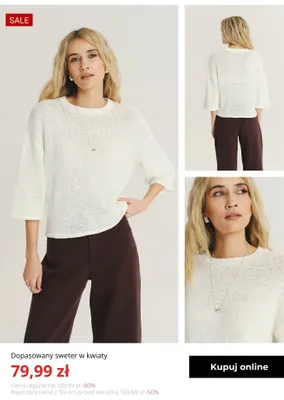 Dopasowany sweter w kwiaty Greenpoint promocja w Greenpoint