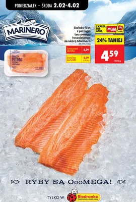 Świeży filet z pstrąga tęczowego łososiowego ze skórą  promocja w Biedronka