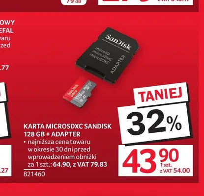 Karta microSDXC SanDisk 128 Gb + adapter promocja w Selgros