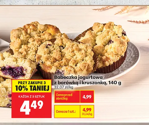 Babeczka jogurtowa z borówką i kruszonką promocja w Biedronka