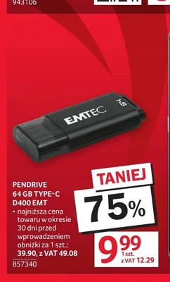 Pendrive EMTEC D400 64GB promocja w Selgros