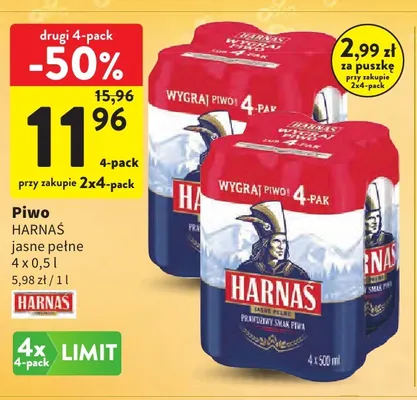 Piwo Harnaś 4-pak 500 ml promocja w Intermarche