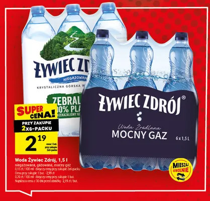 Woda gazowana Żywiec Zdrój mocny gaz promocja w Twój Market